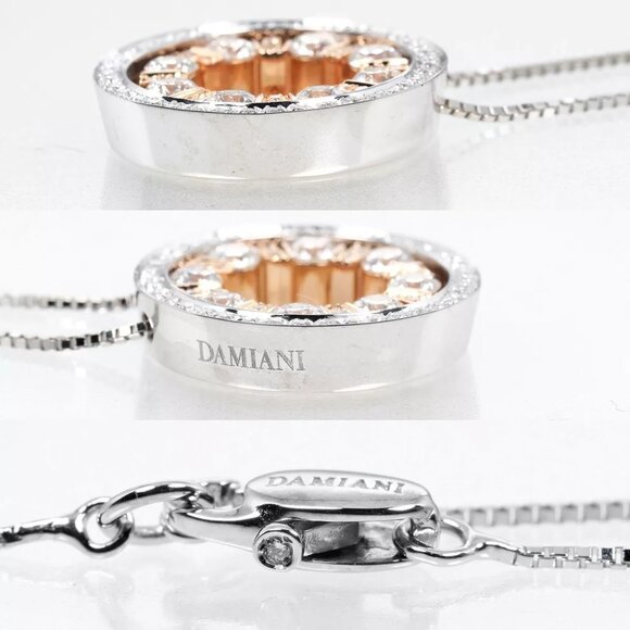 Damiani Belle Epoque Round S Necklace 0.8" model K18 white gold/K18 Pink G... - Picture 8 of 10